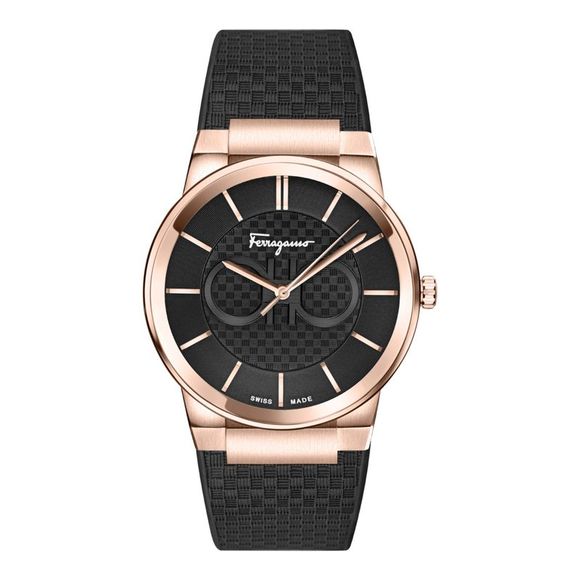 Ferragamo  Sapphire Silicone Watch Rose Gold Mens - Picture 1 of 5